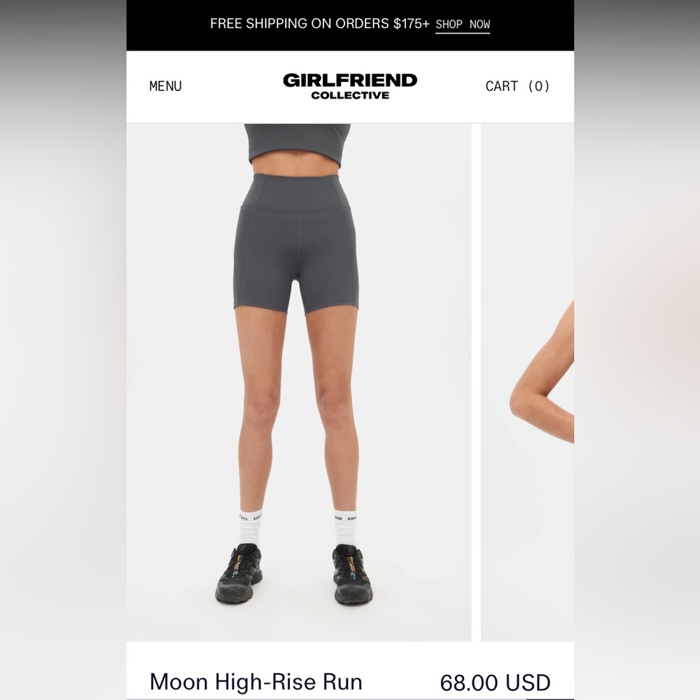 Girlfriend Collective Moon High-Rise Run Shorts - Gray
